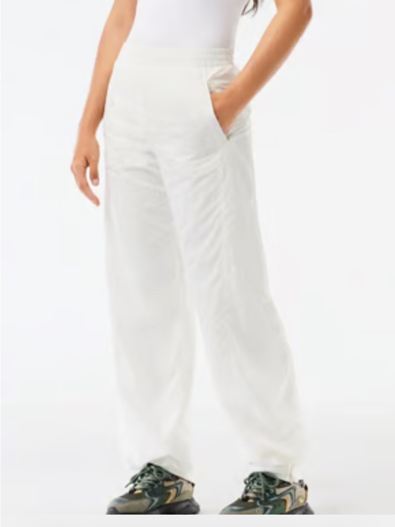 Women’s Lacoste Wide Leg Nylon Track Pants White